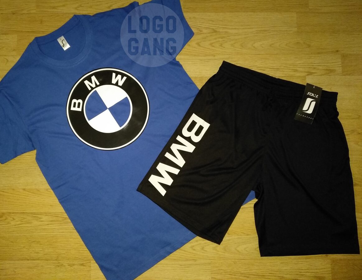 Marškinėlių ir šortų komplektas su auto logo vyrams ir moterims