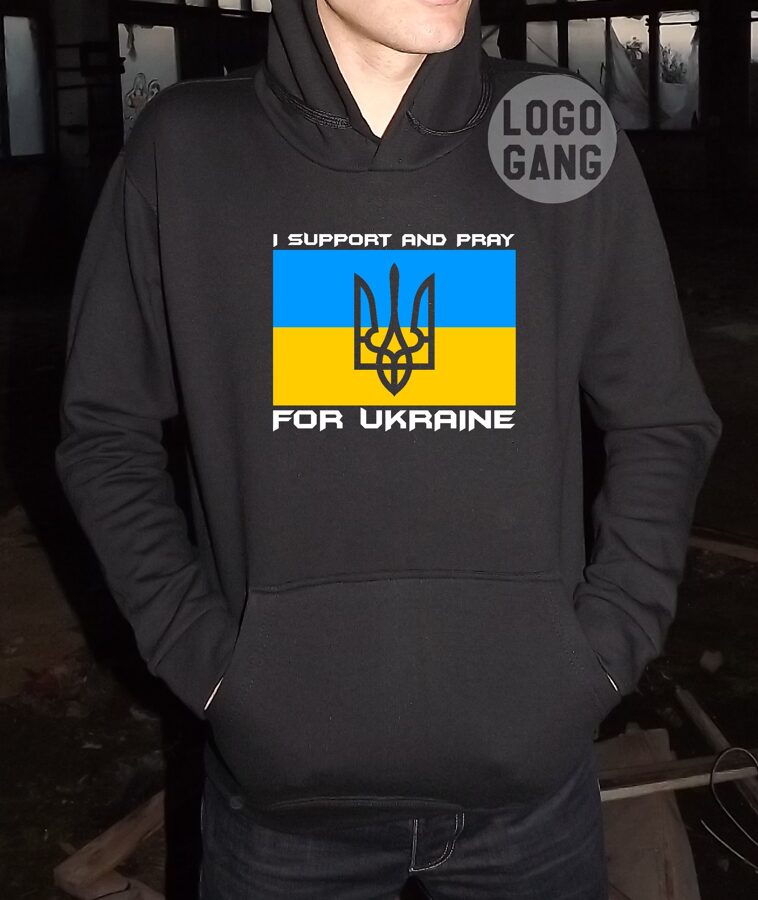Support and Pray for Ukraine džemperis